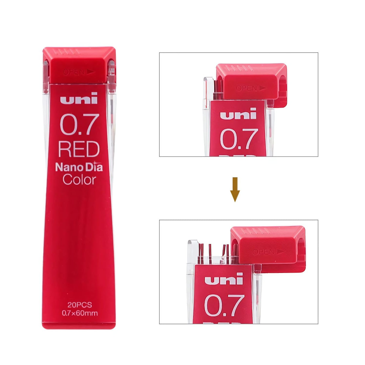 Uni Nano Dia Color - Pack 20 Minas de Colores 0,7 mm