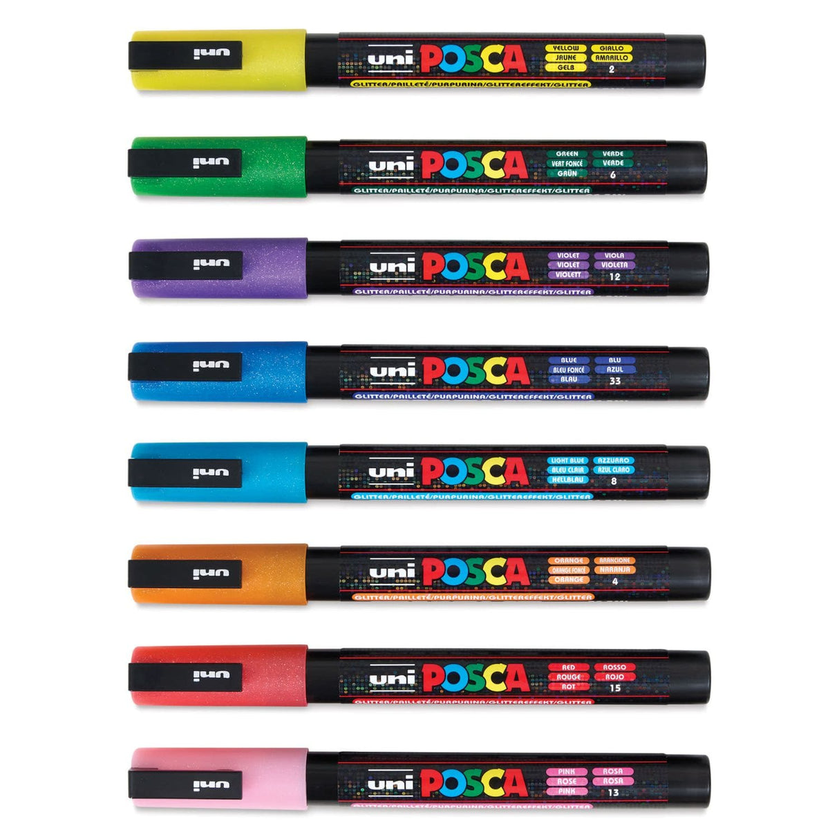 Posca PC-3M - Set 8 Marcadores Punta Fina Glitter