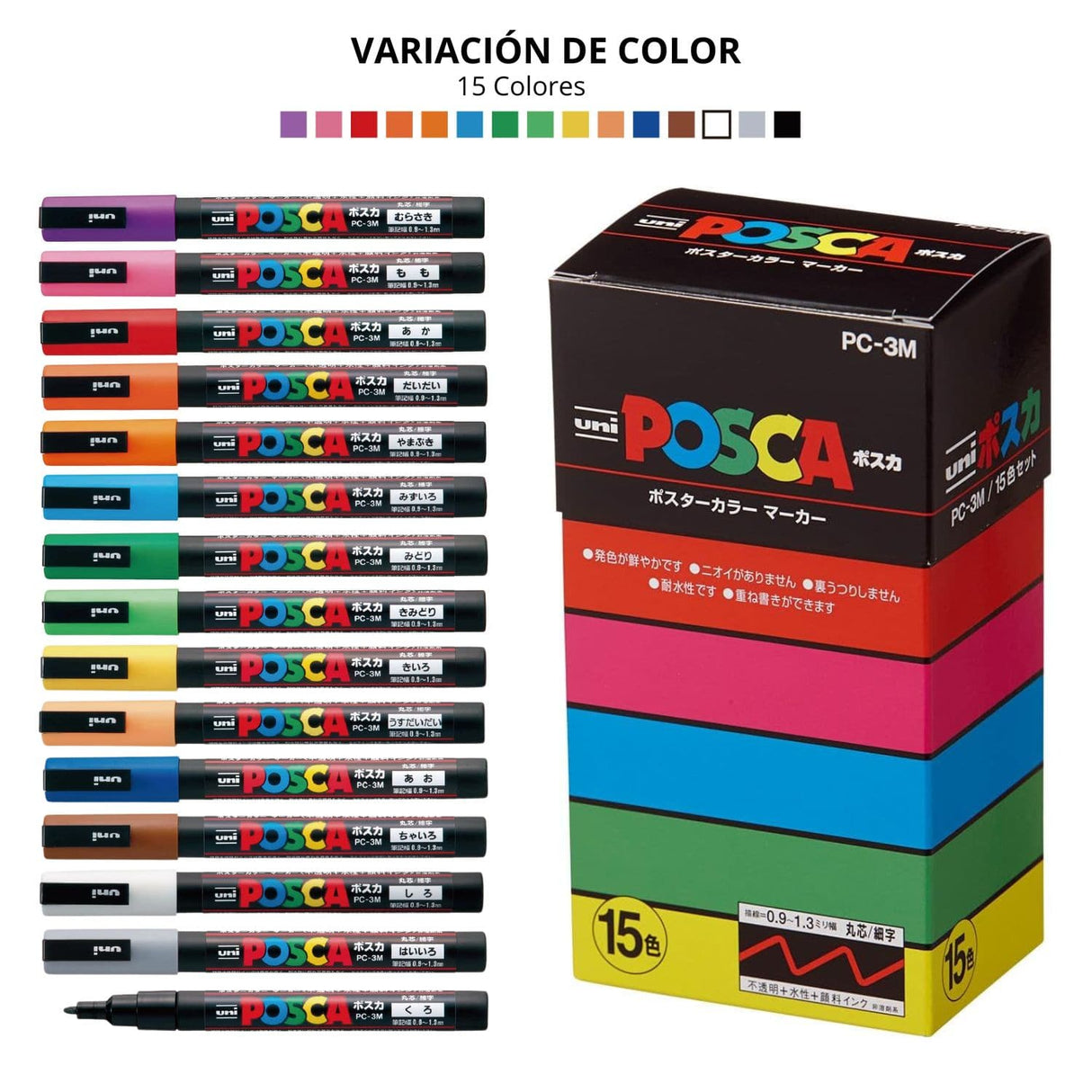 Uni Posca PC-3M - Set 15 Marcadores Finos