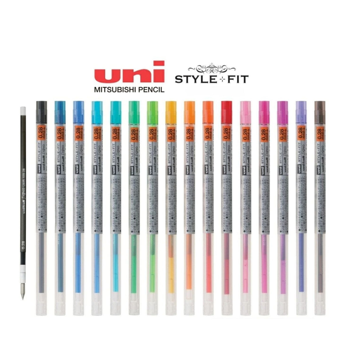 Uni Style Fit - Repuesto de Bolígrafo Gel Punta 0,28 mm