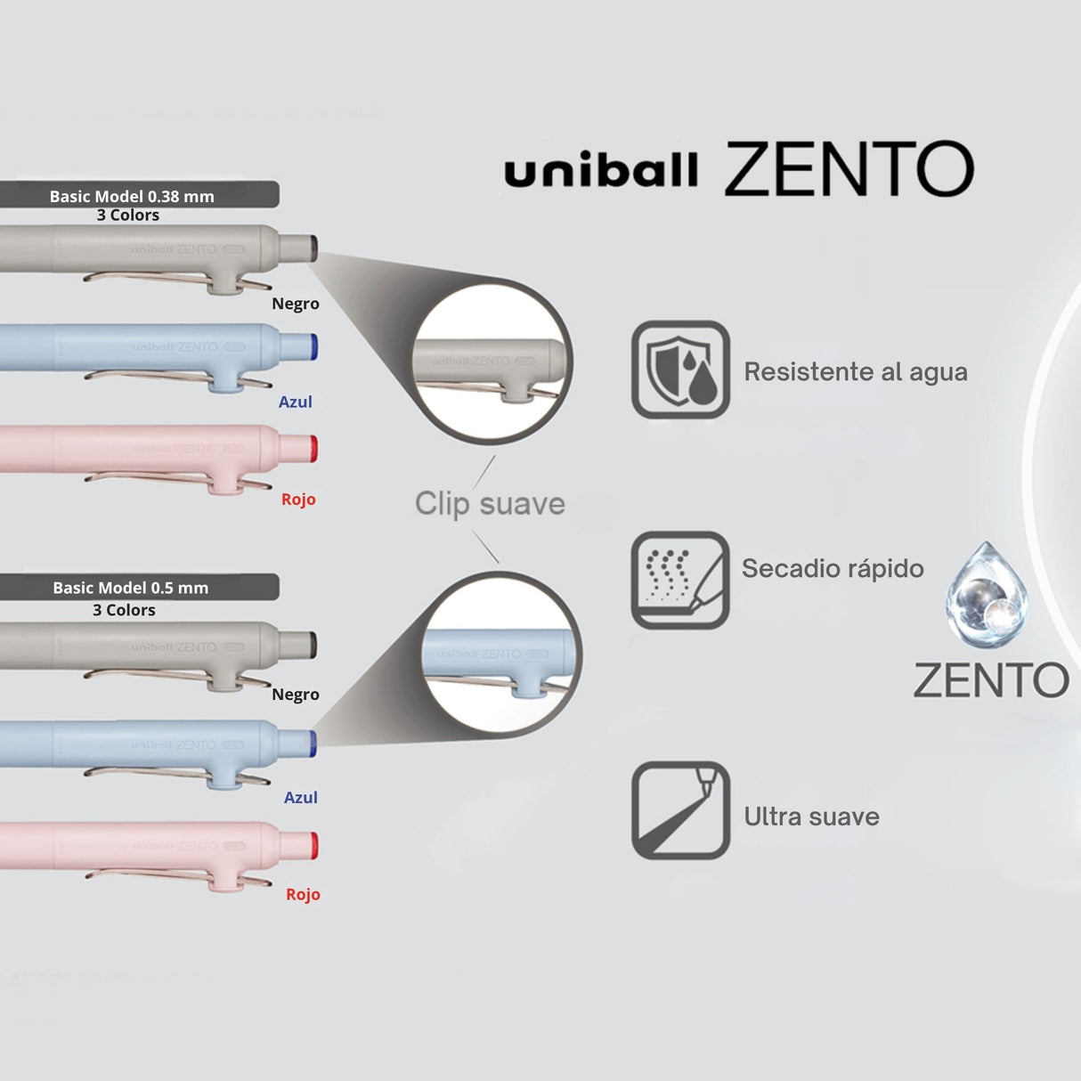 Uni Zento Basic - Bolígrafo Tinta a Base de Agua