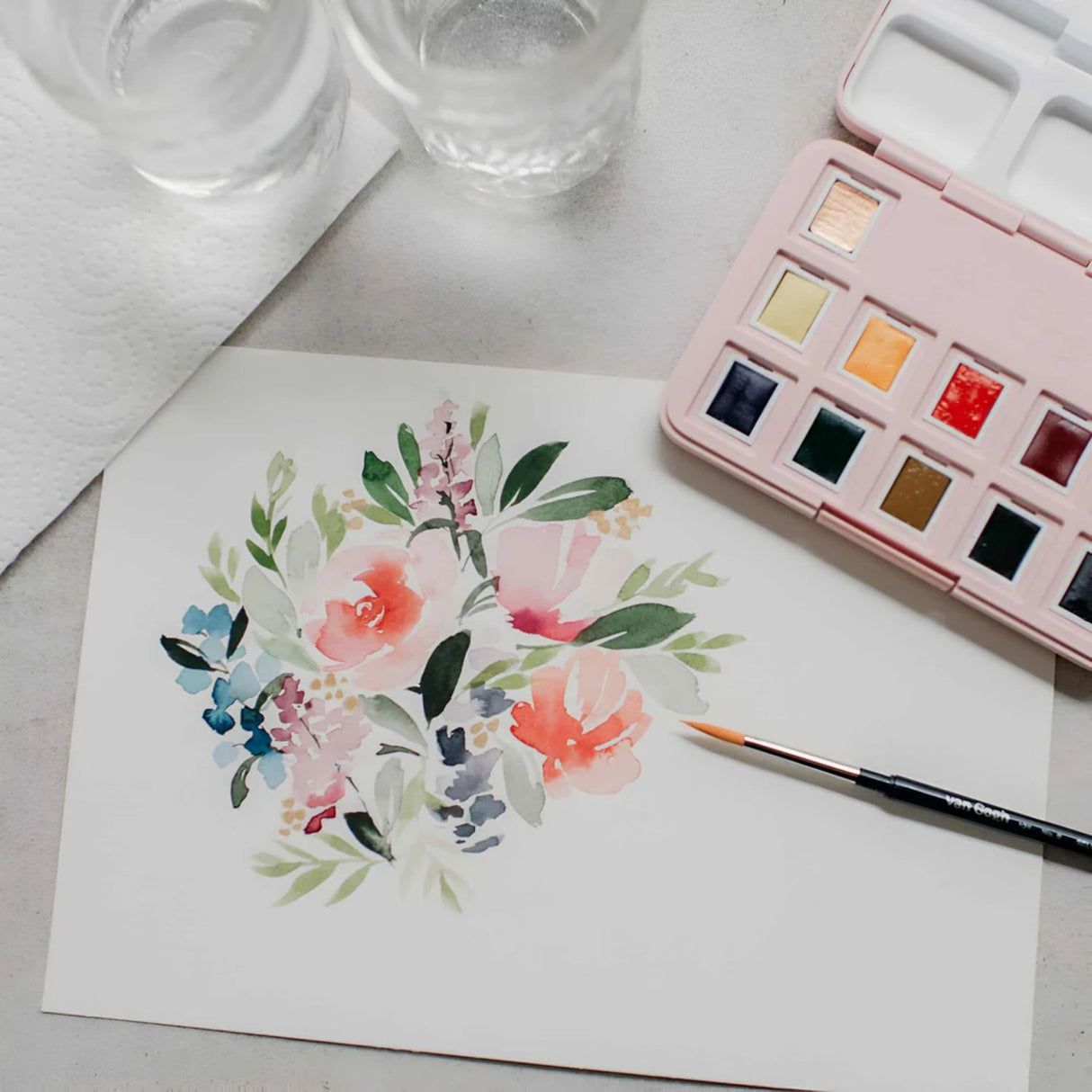 Van Gogh Floral Watercolor Paper - Block Papel de Acuarela 20 Hojas, 300 g/m2