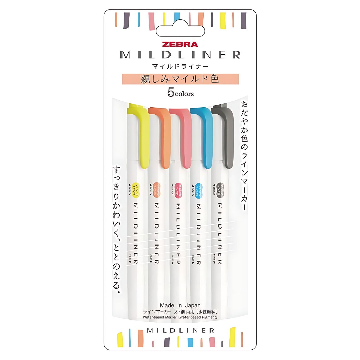 Set 5 Destacadores Zebra Mildliner Doble Punta Friendly Colors