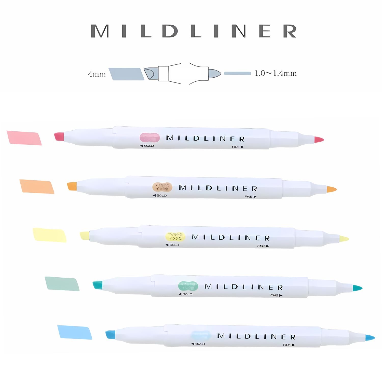 Set 5 Destacadores Zebra Mildliner Doble Punta Slightly