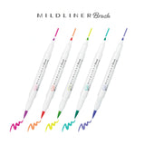 Zebra Mildliner Brush - Set 5 Destacadores Bright & Mild Colors