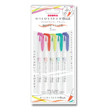 Zebra Mildliner Brush - Set 5 Destacadores Bright & Mild Colors