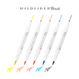 Zebra Mildliner Brush - Set 5 Destacadores Soothing Mild Colors