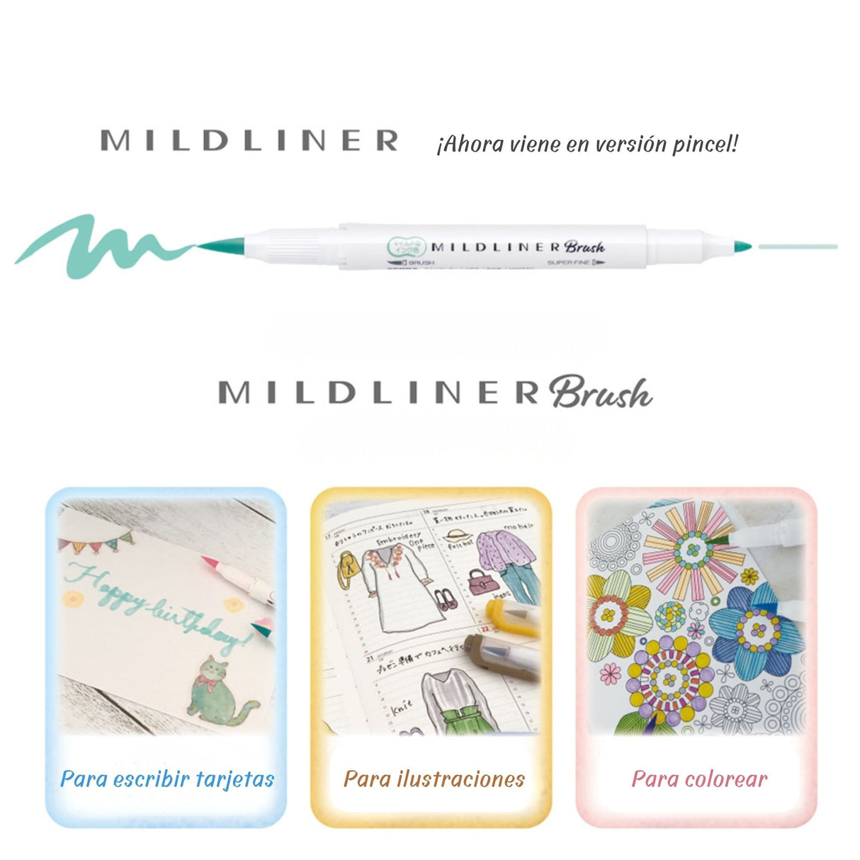 Zebra Mildliner Brush - Set 5 Destacadores Soothing Mild Colors