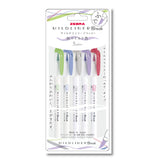 Zebra Mildliner Brush - Set 5 Destacadores Muted Mild Colors
