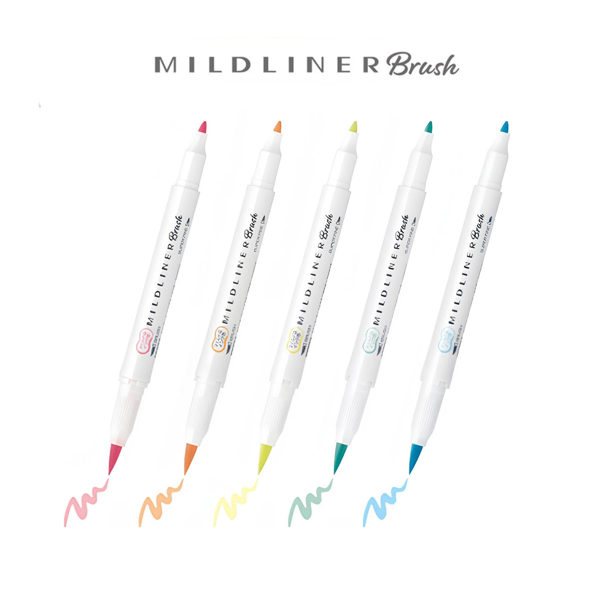 Zebra Mildliner Brush - Set 5 Destacadores Subtly Fluorescent Colors