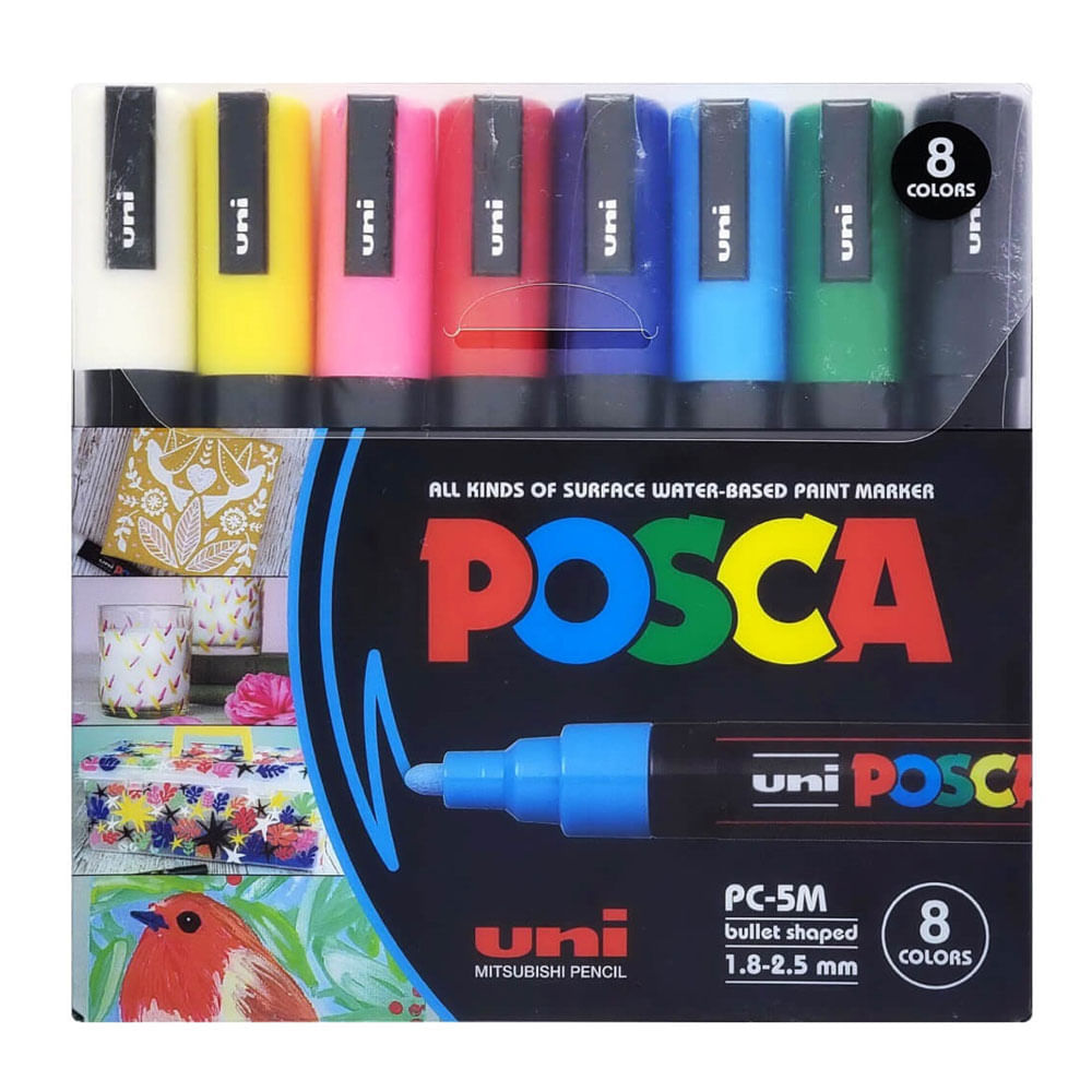 ESTUCHE 4 ROTULADORES POSCA COLORES BÁSICOS AZUL, AMARILLO, ROJO Y