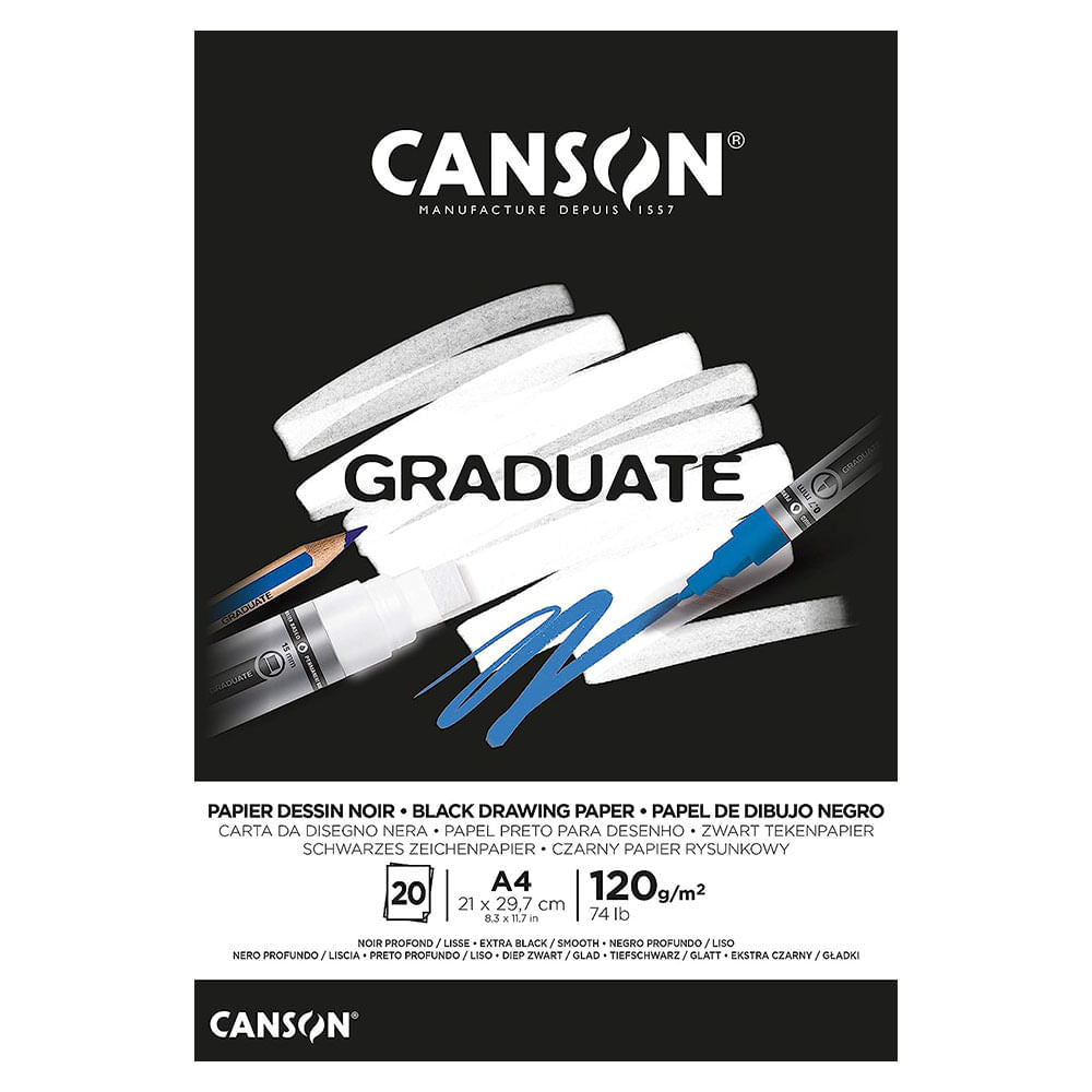 Canson Graduate - Block Black Drawing 20 hojas 120 g/m2 A4