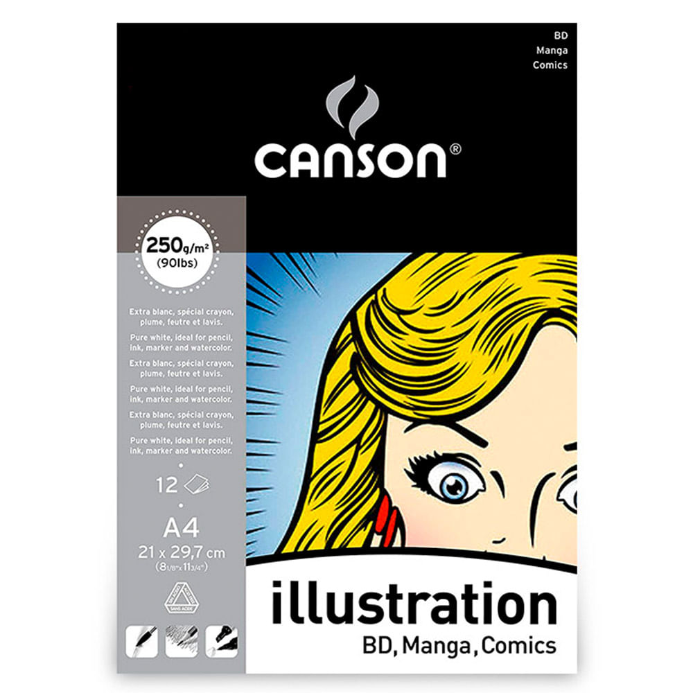 Bloc de Papel Canson Illustration Manga A4, 21 x 29,7 cm – Dibu Chile