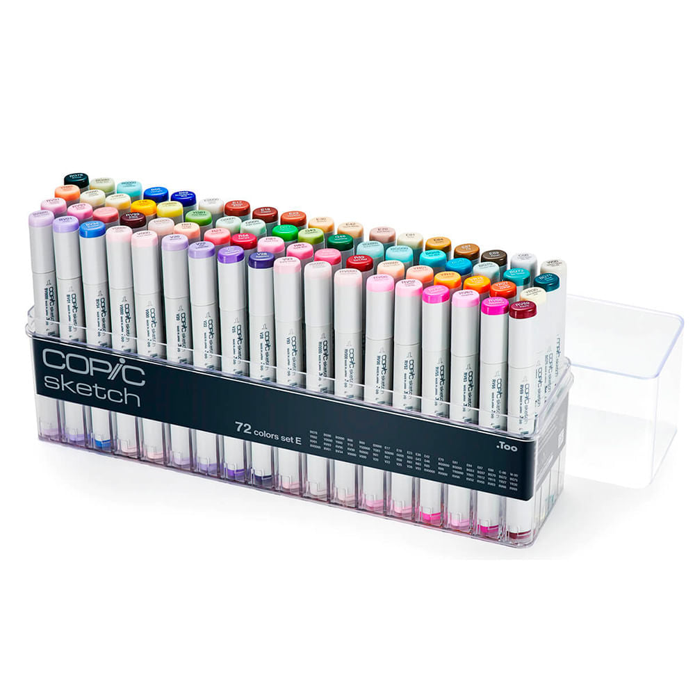 COPIC SKETCH Set 6 Pennarelli A Inchiostro Permanente - Doppia Punta: Pennello Morbido E Punta Larga Smussata, Ricaricabili, Colori Tinta Pelle (E00/E11/E13/E15/E18/R20)