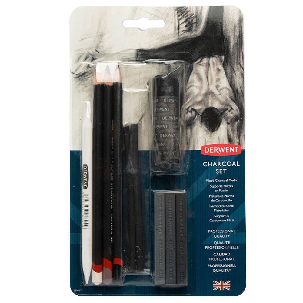 Derwent Charcoal - Kit Lápices Materiales Mixtos de Carboncillo