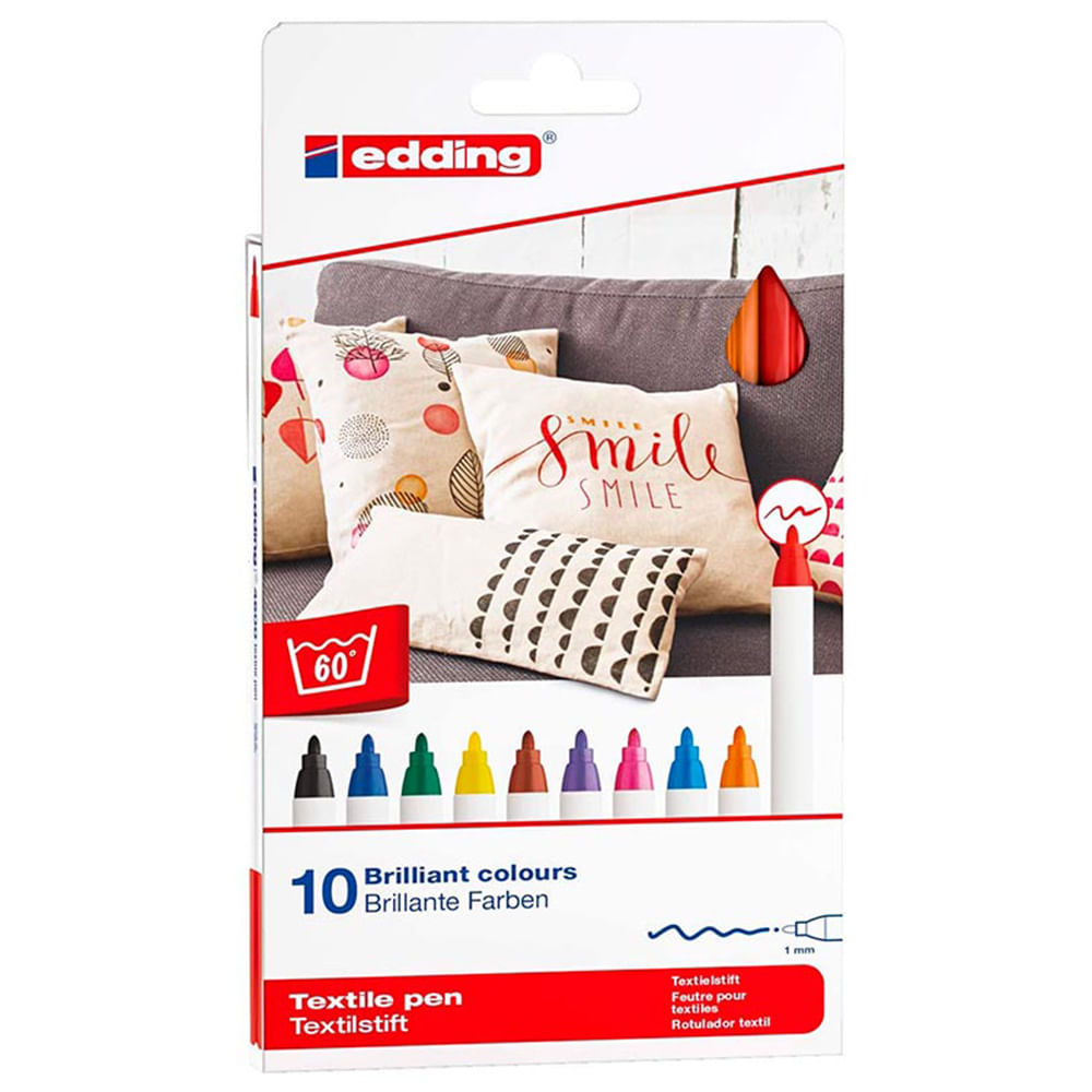 Edding 4600 - Set 10 Marcadores Textiles (1 mm) Colores Básicos