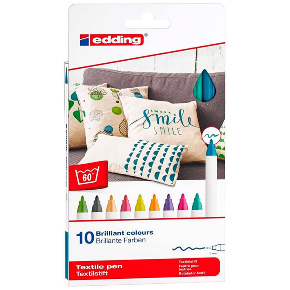 Edding 4600 - Set 10 Marcadores Tela (1 mm) Colores Divertidos