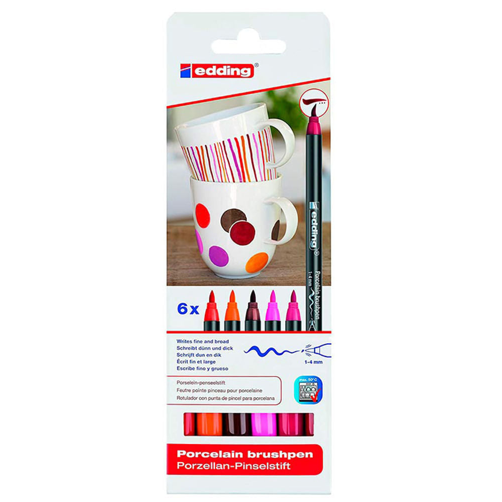 edding-porcelain-brush-pen-set-6-marcadores-colores-calidos-para-porcelana