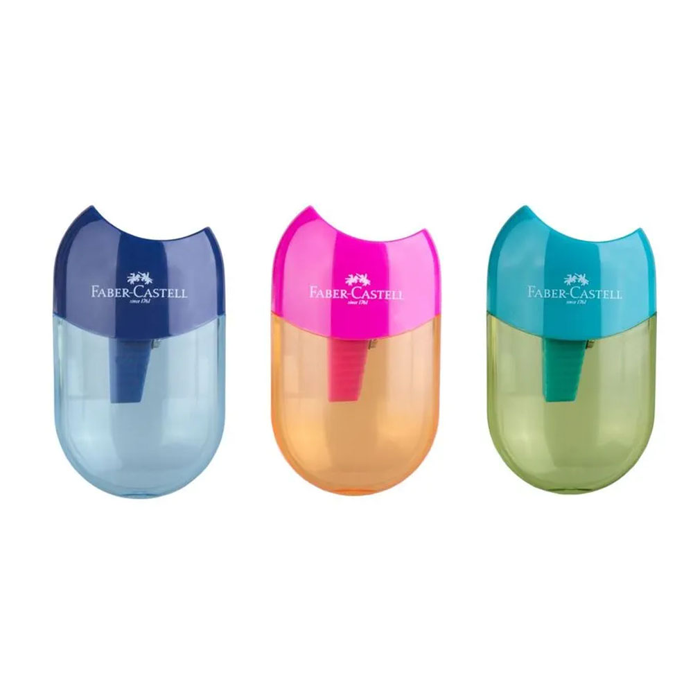Faber-Castell Mini Temperamatite Con Contenitore – Confezione Da 12 In Espositore, Colori Assortiti - 3