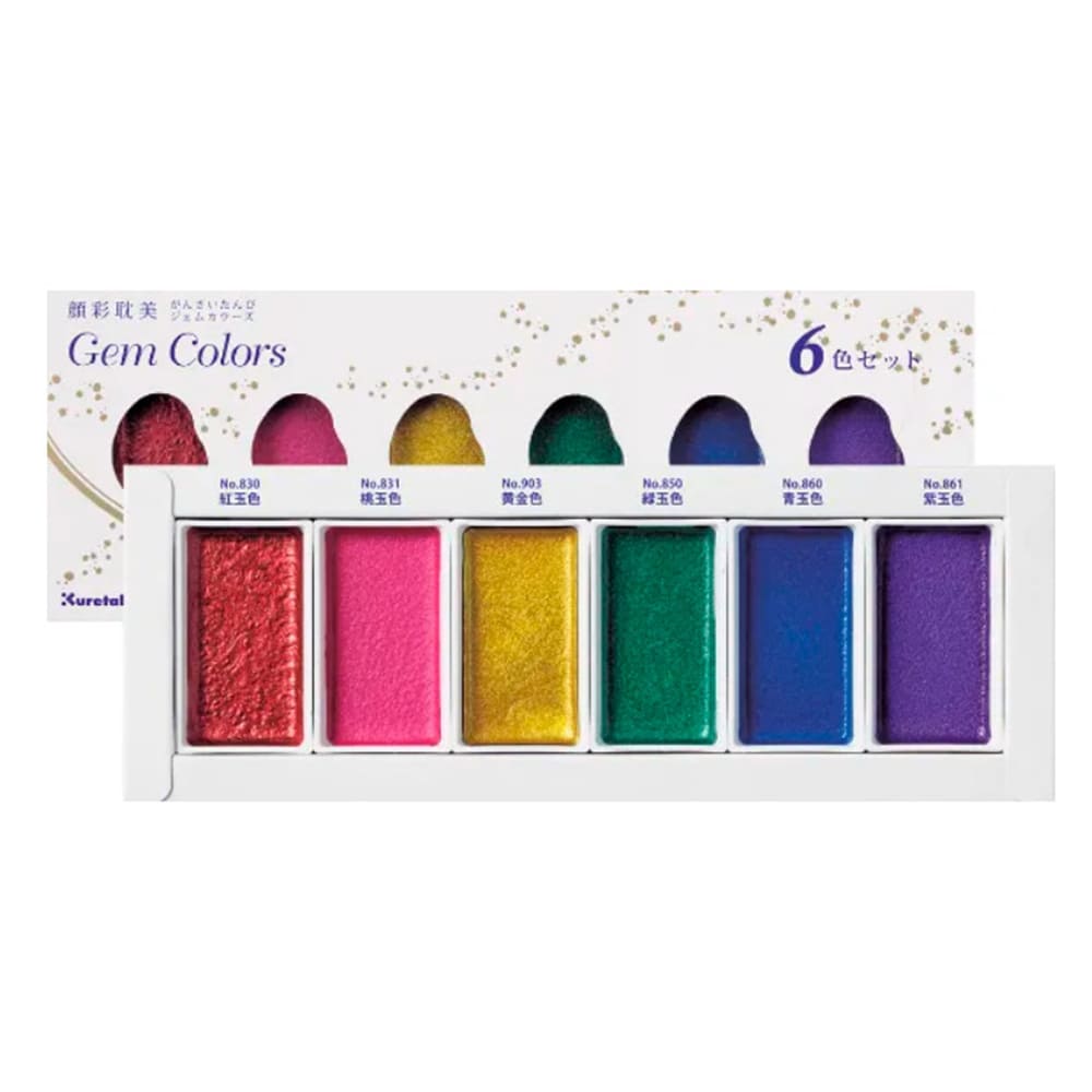 Kuretake Gansai Tambi 6 Color Set-Gem Colors