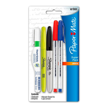 paper-mate-kit-oficina-boligrafo-destacador-corrector