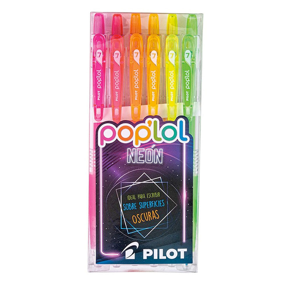 Set 6 Lápices Tinta Gel 0,7 Neón Pilot Pop Lol – Dibu Chile