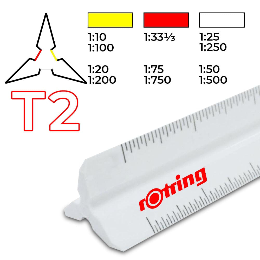 Escala Triangular De Reducción Rotring Architect T1 - Para Arquitectura E Ingeniería, Con Escalas 1:20 A 1:125