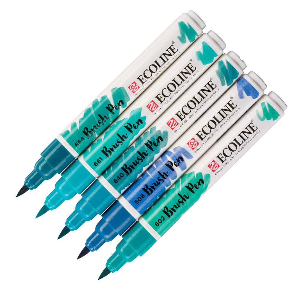 Royal Talens Ecoline - Set 5 Marcadores Brush Pen Verde Azul – Dibu Chile