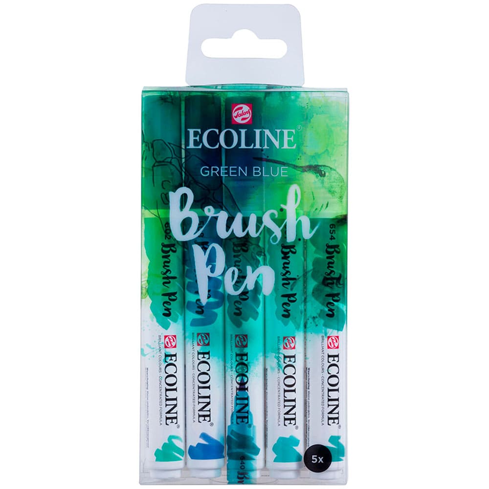 Royal Talens Ecoline - Set 5 Marcadores Brush Pen Verde Azul – Dibu Chile