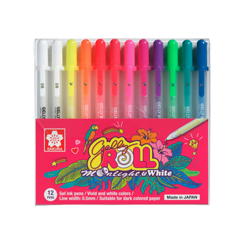 Sakura Gelly Roll Moonlight Stifte – 12er Set, Deckende Tinte Für Dunkles & Weißes Papier