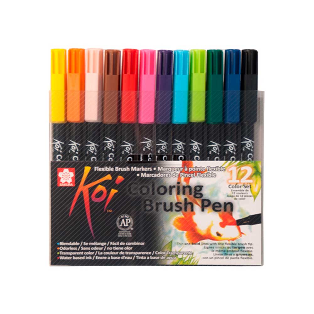 Set 12 Marcadores Sakura Koi Coloring Brush Pen – Dibu Chile