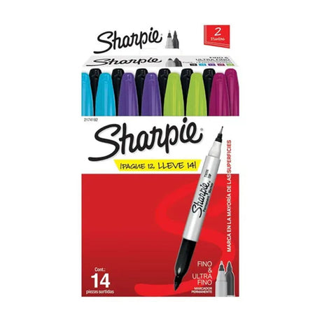 sharpie-set-14-marcadores-permanentes-doble-punta-fino-y-ultra-fino