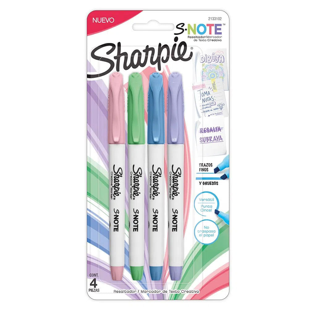 sharpie-set-4-destacadores-s-note-pastel