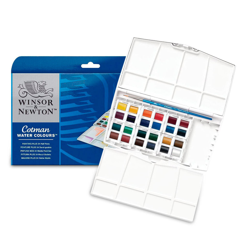 Winsor & Newton : Cotman : Painting Plus Set : 24 Half Pans